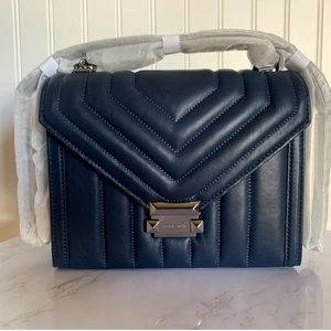 Michael Kors Whitney Large Quilted Leather Convertible Shoulder Handbag Admiral